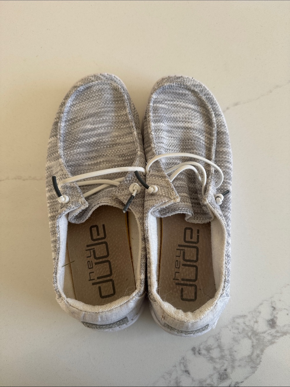 Hey Dude Slip-On Shoes in Glacier Gray with White Laces